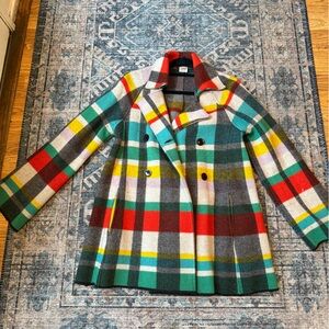 SIYU Colorful Plaid Double-Breasted Coat FROM ANTHROPOLOGIE